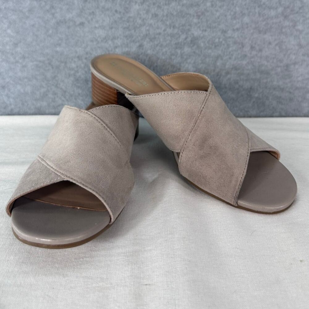 Naturalizer Womens sz 8 Arielle N5 Slide Block Heel Neutral Beige Sandals Office